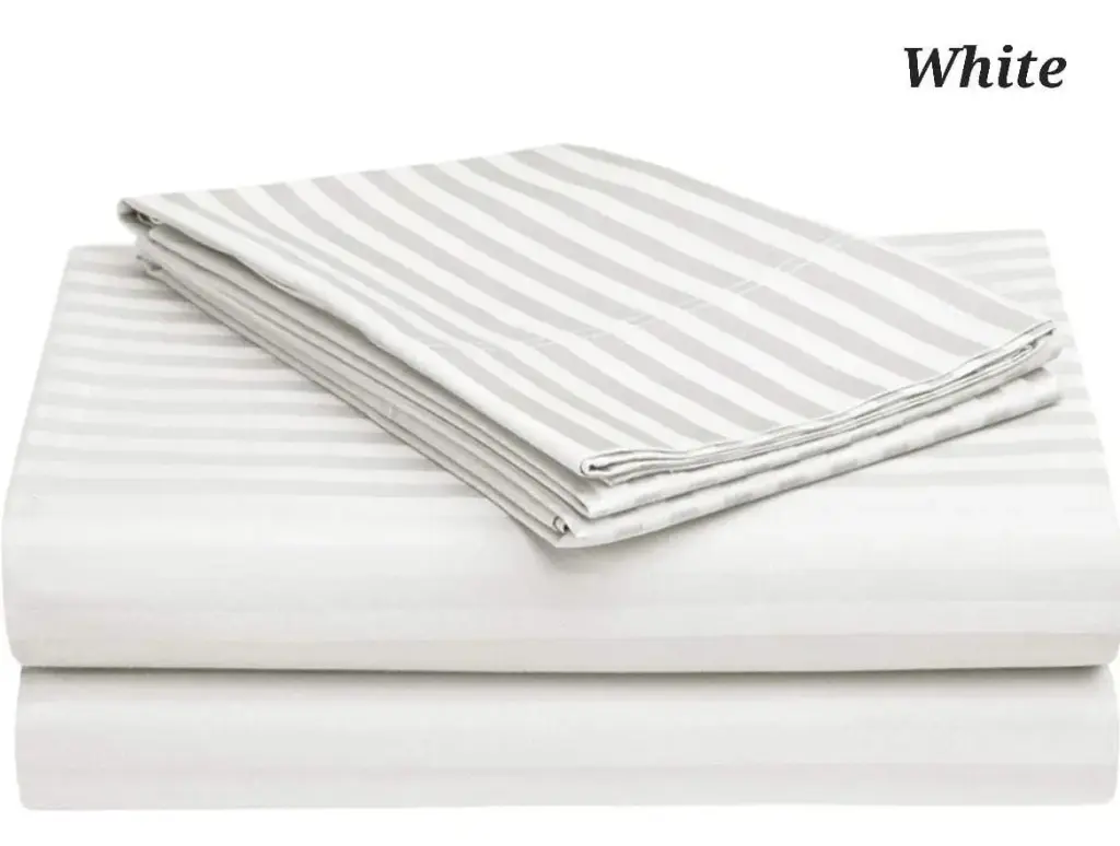 Bedsheet (Flat) Glace Cotton 210 TC - Striped - White