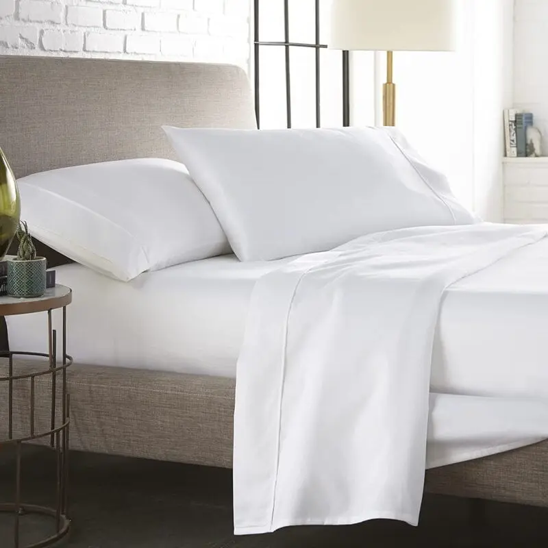 Bedsheet Glace Cotton 300 TC - Plain - White
